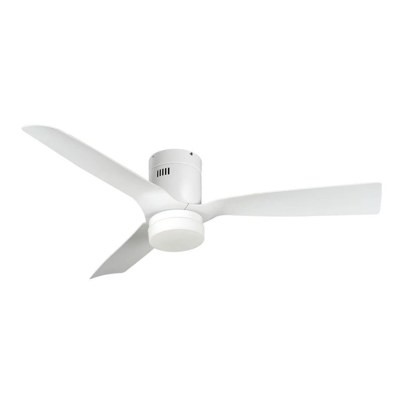 Carro SPEZIA 52 inch 3-Blade Flush Mount Smart Ceiling Fan with LED Light Kit & Remote - White/White