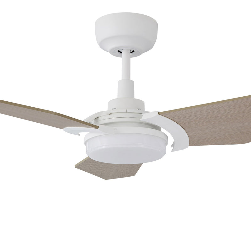 Carro KAJ 52 inch 3-Blade Smart Ceiling Fan with LED Light Kit & Remote-White/Wooden Pattern fan blades